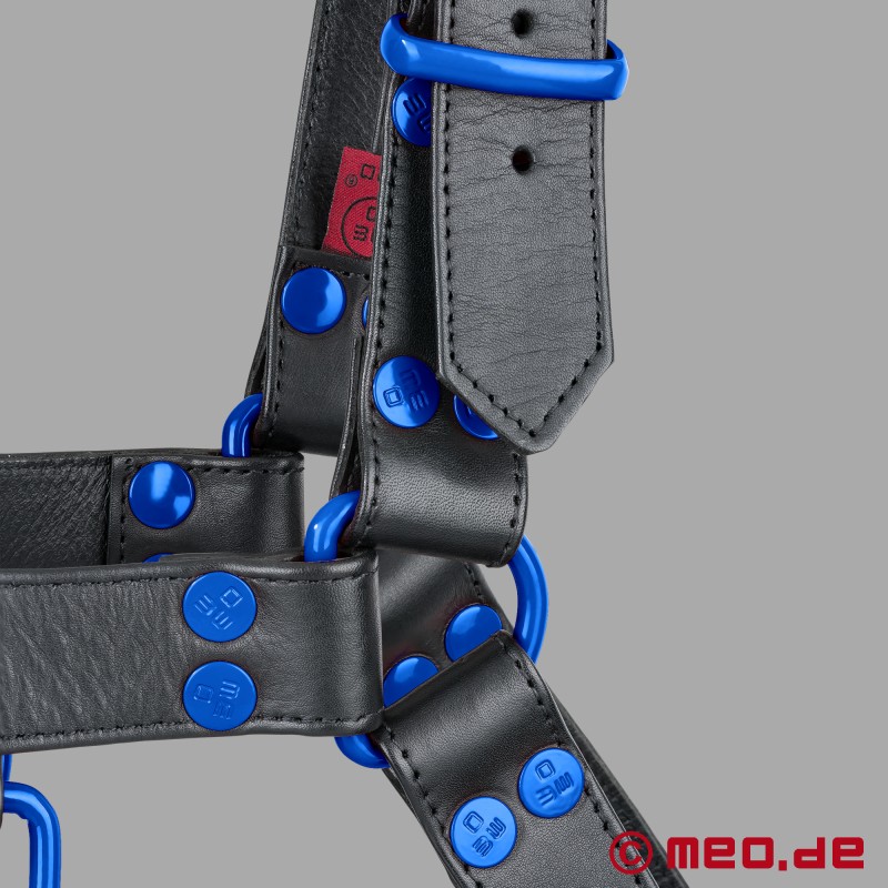 Fetish Gear Harness - siyah/mavi - Erkekler için deri koşum takımı - 7