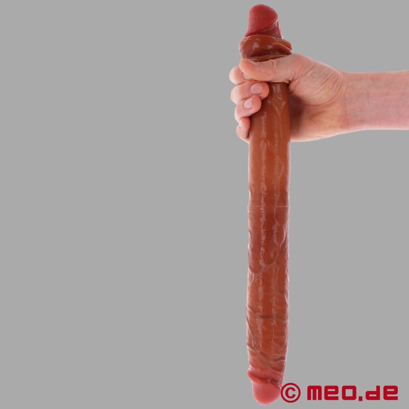 Doppio dildo realistico in silicone - 46 cm x 4,5 cm ø - con prepuzio mobile - 1