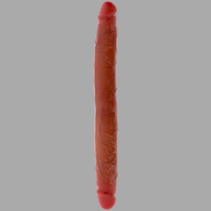 Realistisk dobbeltdildo i silikon - 35 cm x 3,5 cm ø - med bevegelig forhud - 4