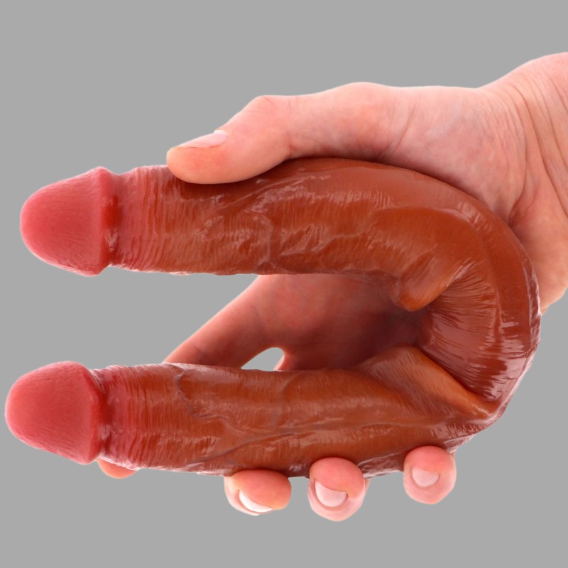 Valósághű szilikon dupla dildó - 35 cm x 3,5 cm ø - mozgatható fitymával - 2