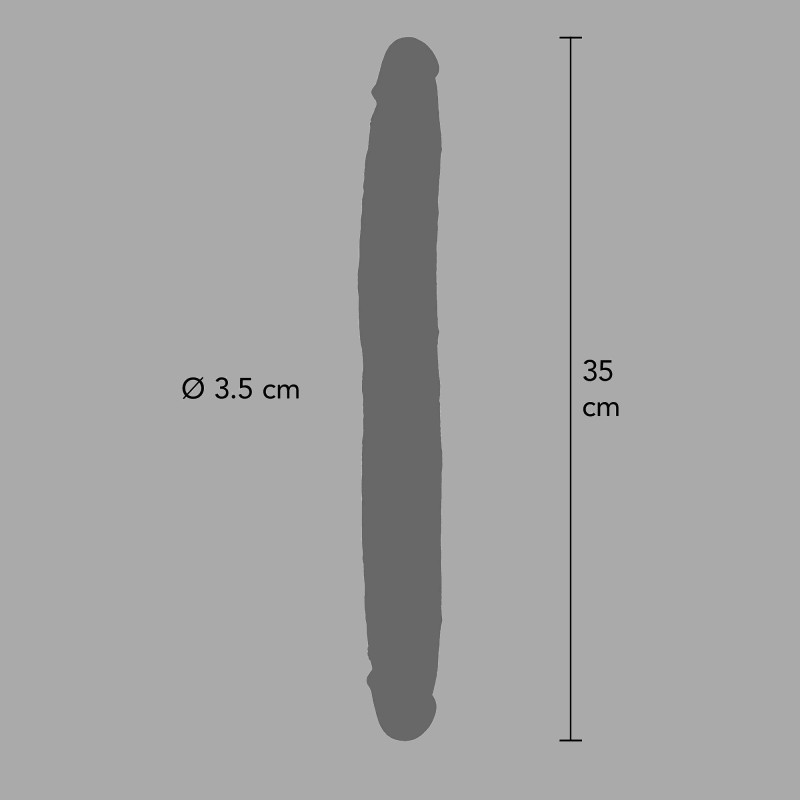 Realistisk dobbeltdildo i silikon - 35 cm x 3,5 cm ø - med bevegelig forhud - 6