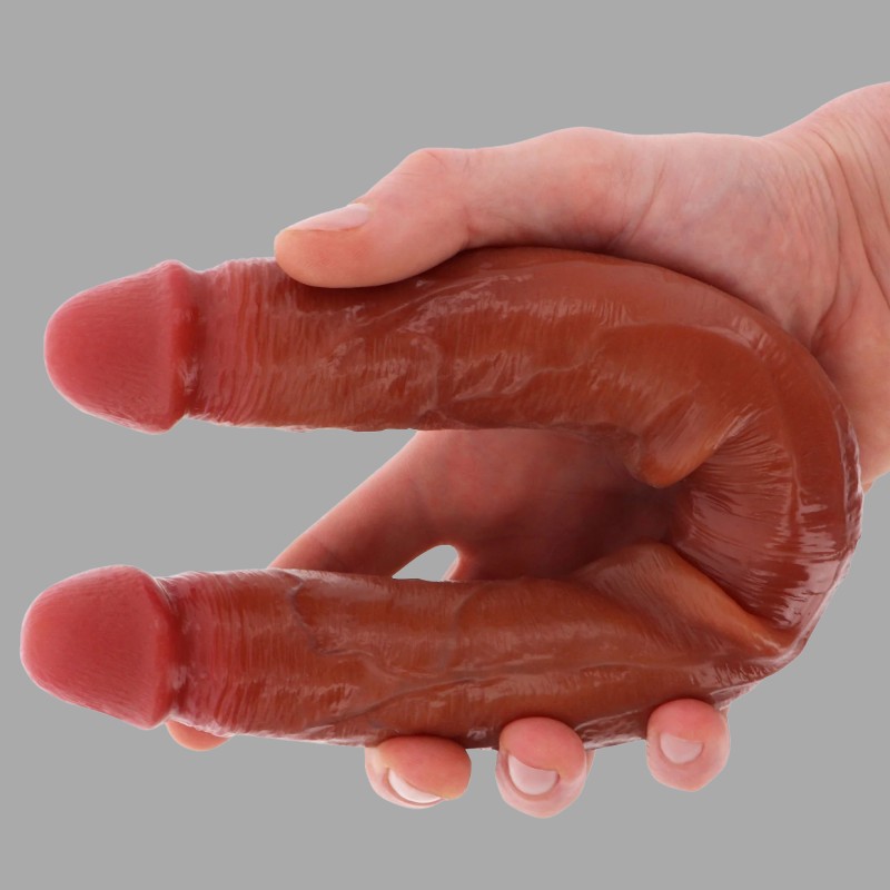 Realistisk dubbeldildo av silikon - 40 cm x 4 cm ø - med rörlig förhud - 3