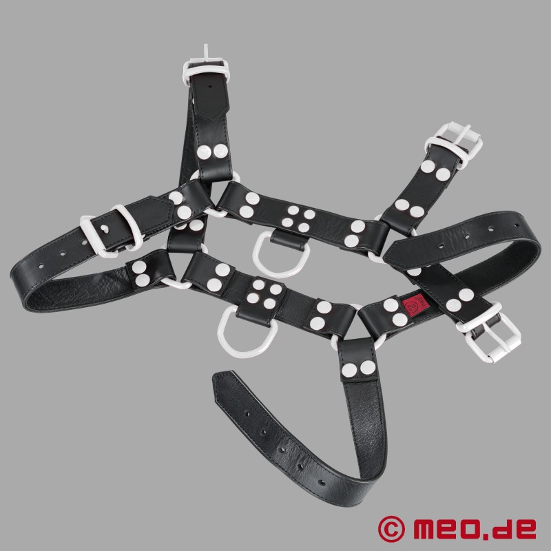 Bőrből készült hám - fekete/fehér - FetishGear™ by MEO® - 4