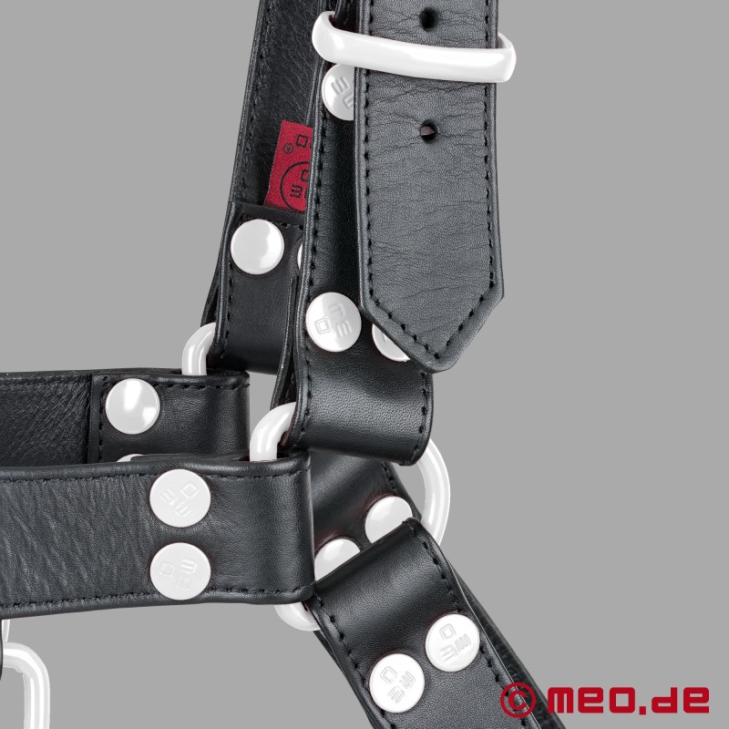 Erkekler için deri koşum takımı - siyah/beyaz - FetishGear™ by MEO® - 5