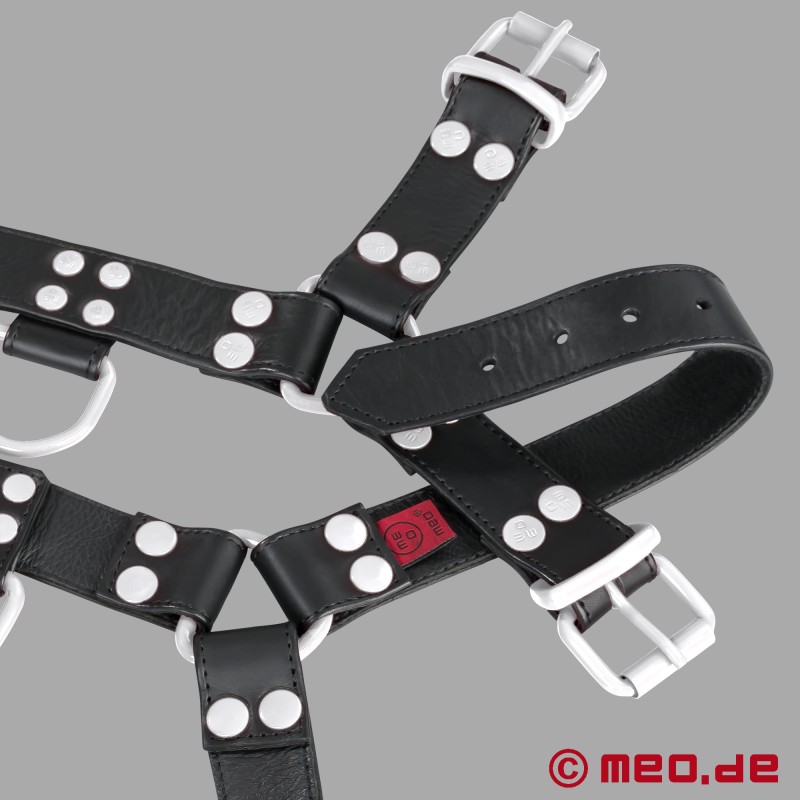 Harnais en cuir pour homme - noir/blanc - FetishGear™ by MEO® - 6