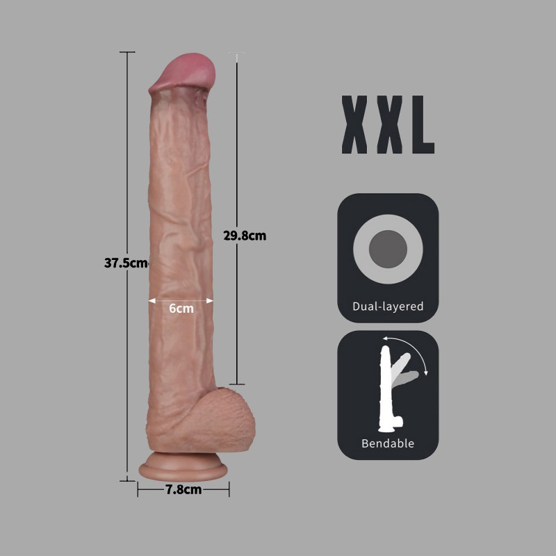 Big Cock - 37,5 cm lång (ø 6 cm) - Realistisk XXL-dildo - hudfärgad - 8
