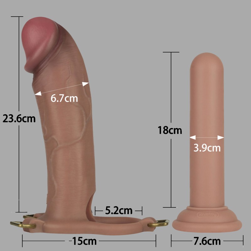 Strap-on hyperréaliste avec gode creux (26 cm) – taille L, XL, XXL - 18