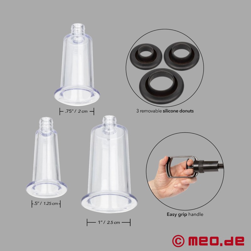 Boundless™ Body Pump Kit – Pompa a vuoto con tre cilindri a vuoto per capezzoli, ano e glande - 10