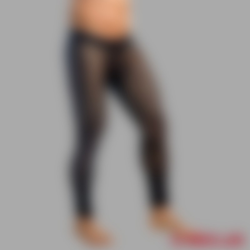 Collants de rede transparentes pretos para homem - 4