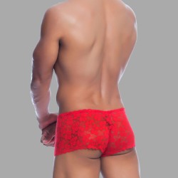 Rose Lace Mini Shorts™ - MEO®'dan erkekler için kırmızı dantelli iç çamaşırı - Thumbnail