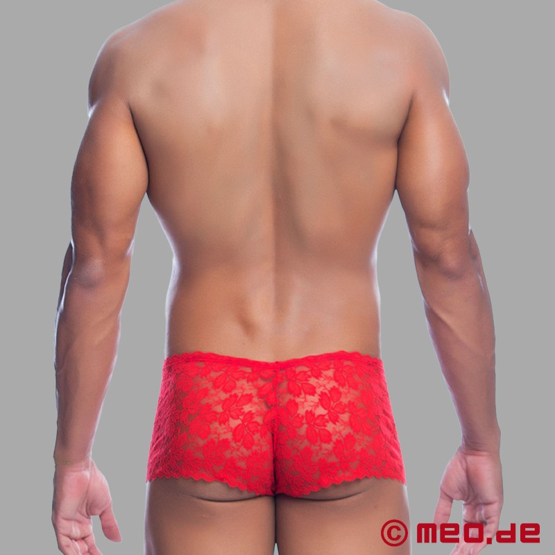 Rose Lace Mini Shorts™ - Red Lace Lingerie for Men by MEO® - 2