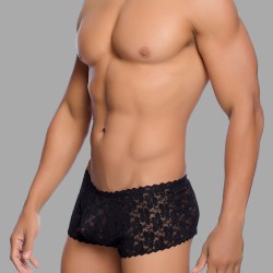 Rose Lace Mini Shorts™ by MEO® - Erkekler için siyah dantelli iç çamaşırı - Thumbnail