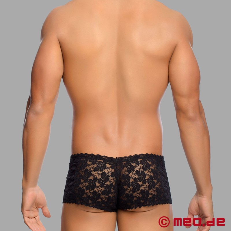 Rose Lace Mini Shorts™ de MEO® - Lingerie en dentelle noire pour hommes - 2