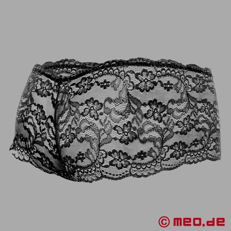 Rose Lace Mini Shorts™ van MEO® - Zwarte kanten lingerie voor mannen - 5