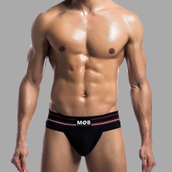 Jockstrap Athletic - Noir. Ceinture large. Impressionnant. - Thumbnail