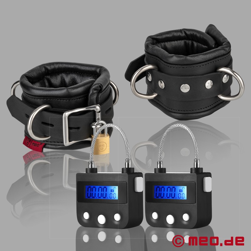 Handfesseln aus Leder für Self Bondage, mit Zeitschloss abschließbar - 1