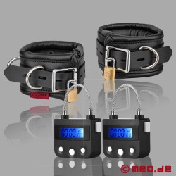 Deri ayak kelepçeleri, zaman kilidi ile kilitlenebilir, dolgulu