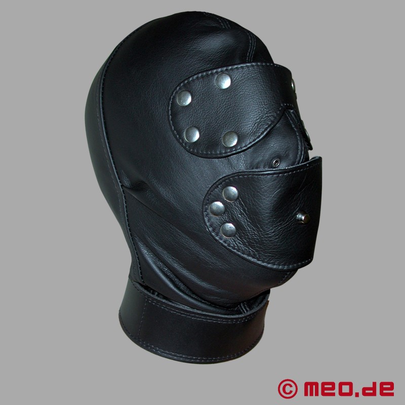 Máscara de couro BDSM com fecho de tempo - 5
