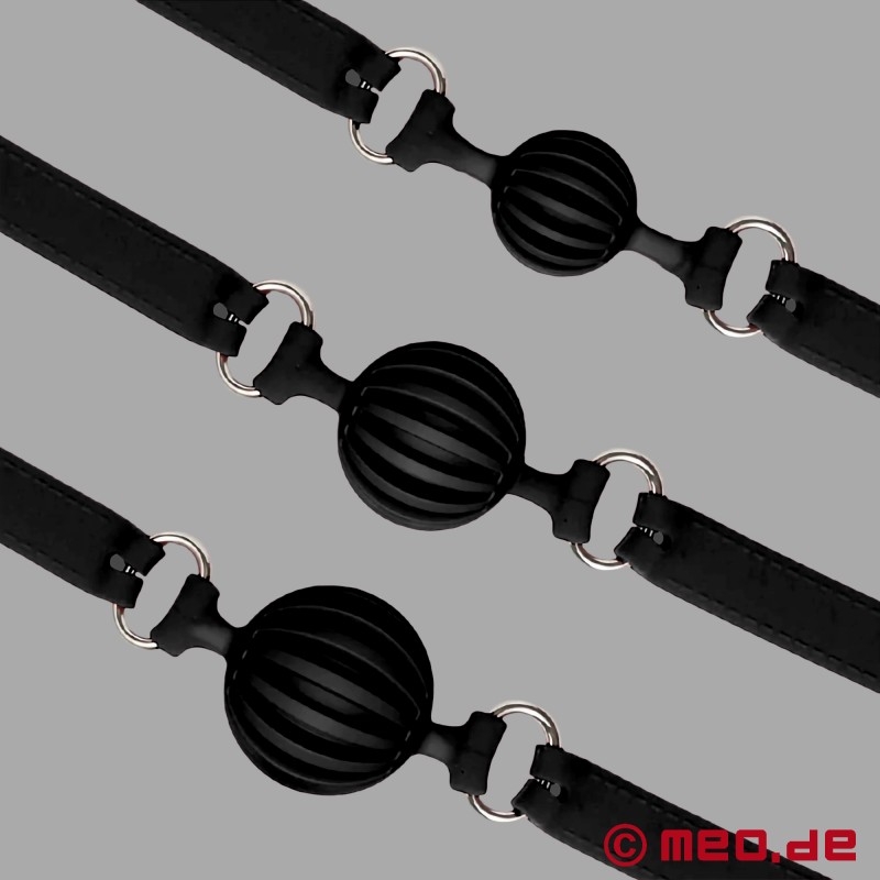 Fekete szorítószáj MEO® GAGLOCK™ - zárható golyós szorítószáj szilikonból - 3