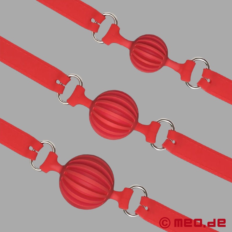 Raudonas antsnukis MEO® GAGLOCK™ - Užrakinamas silikoninis antsnukis su kamuoliuku - 3