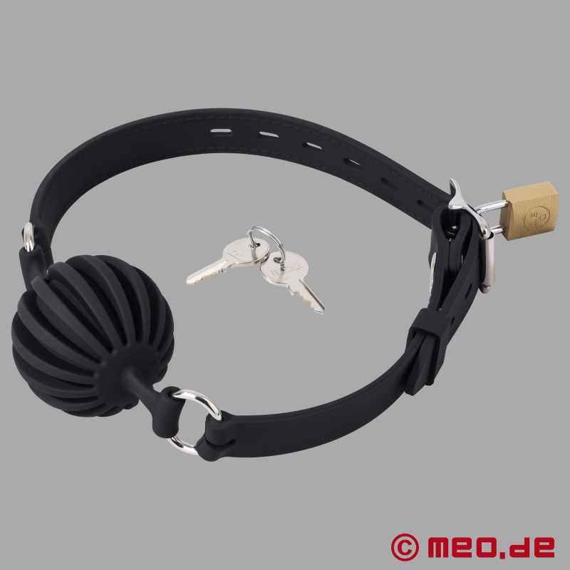 Black MEO® GAGLOCK™ - Lockable Silicone Ball Gag - 1