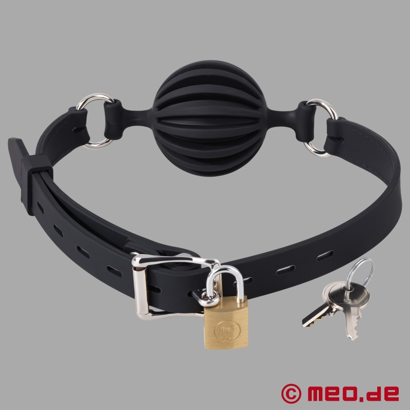 Bavaglio nero MEO® GAGLOCK™ con pallina in silicone bloccabile - 2