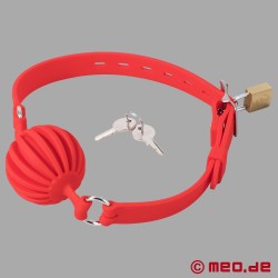 Piros szorítószáj MEO® GAGLOCK™ - Szilikonból készült zárható golyós szorítószáj - Thumbnail