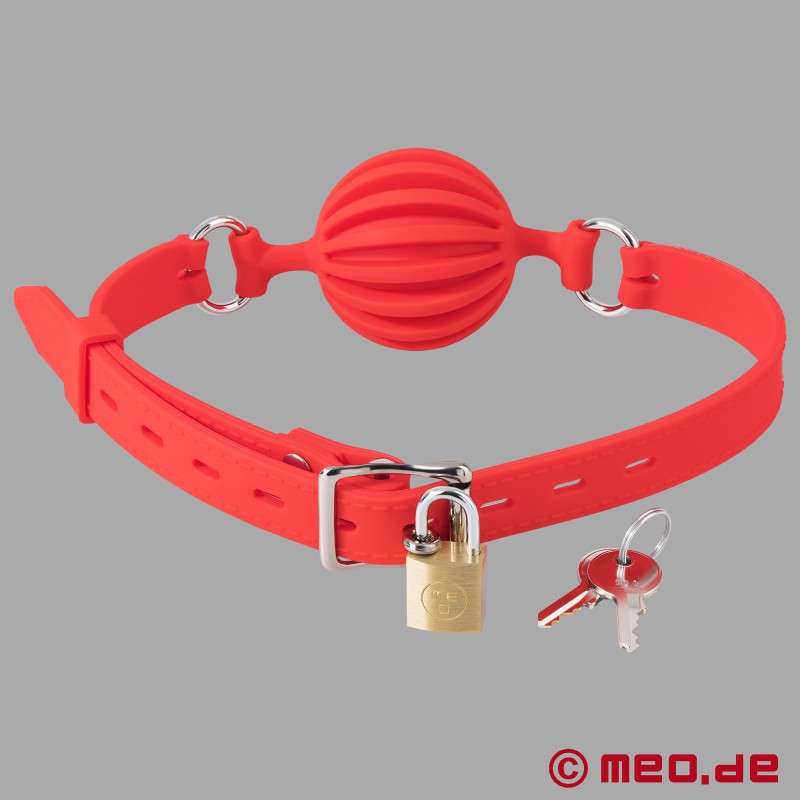 Rød knebel MEO® GAGLOCK™ - Låsbar ballknebel i silikon - 2