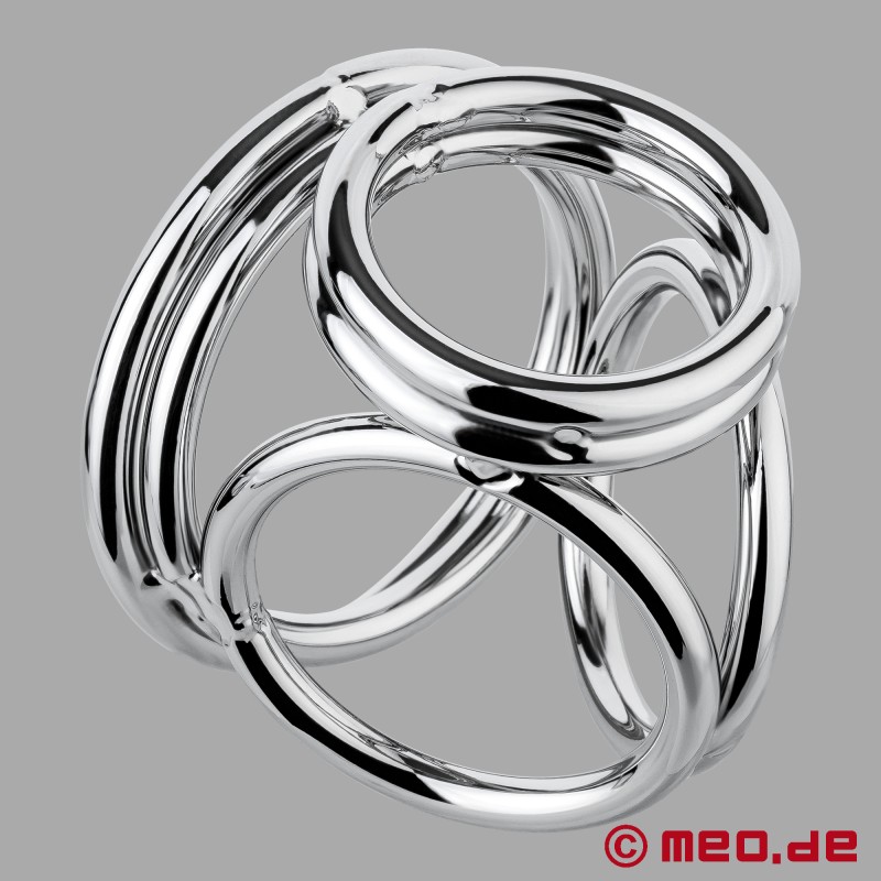CobraCage™ by Cazzomeo® - Cockring triple en acier inoxydable - 10