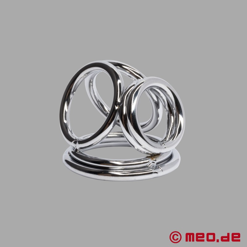 CobraCage™ de Cazzomeo® - Cockring triplu din oțel inoxidabil - 3