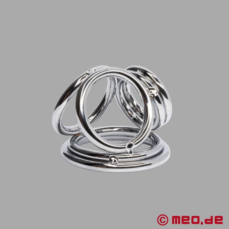 CobraCage™ by Cazzomeo® - Potrójny cockring ze stali nierdzewnej - 5