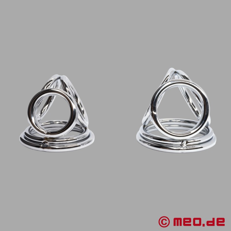 CobraCage™ by Cazzomeo® - Cockring triple en acier inoxydable - 8