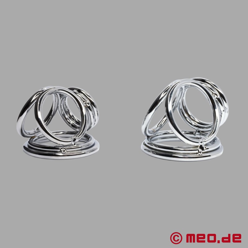 CobraCage™ de Cazzomeo® - Cockring triplu din oțel inoxidabil - 6