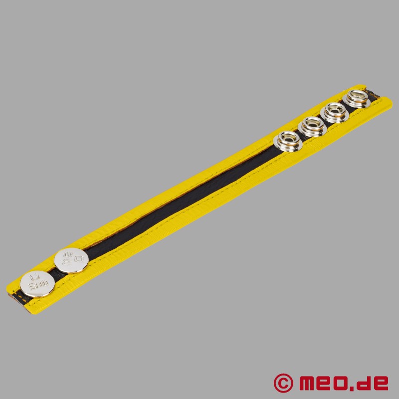 Adjustable Leather Cock Ring - Yellow - HankyCode™ - 2