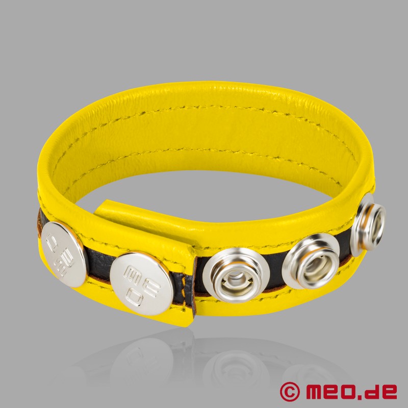 Penisring verstellbar, aus Leder mit Hanky Code - gelb - 1