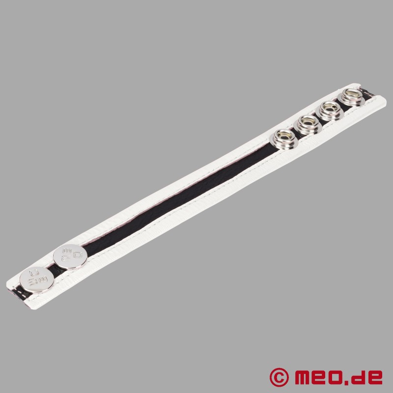 Anello per pene regolabile in pelle con codice hanky - bianco - 2