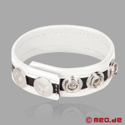 Adjustable Leather Cock Ring - White - HankyCode™ - Thumbnail