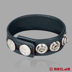 Adjustable Penis Ring, Leather with Hanky Code - Gray - Thumbnail