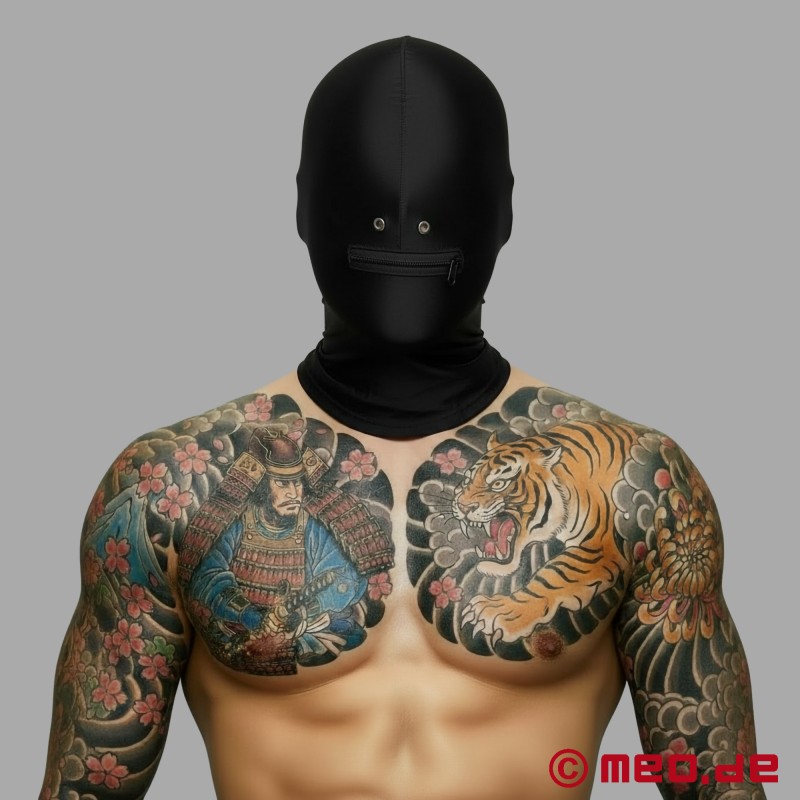 Must fetišimask - spandex mask ninasõõrmete ja suu avanemisega - 1