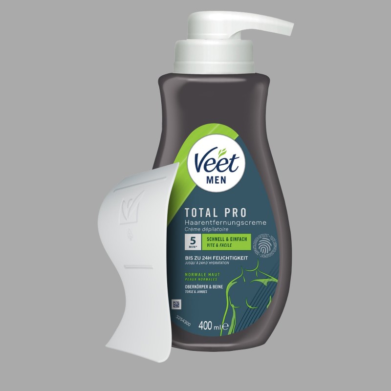 Veet Men Total Pro™ plaukų šalinimo kremas, 400 ml, buteliukas su dozatoriumi - 2