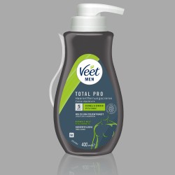 Veet Men Total Pro™ epilācijas krēms, 400 ml, pudelīte ar dozatoru