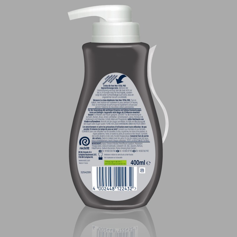 Veet Men Total Pro™ krem do depilacji, 400 ml, butelka z dozownikiem - 4