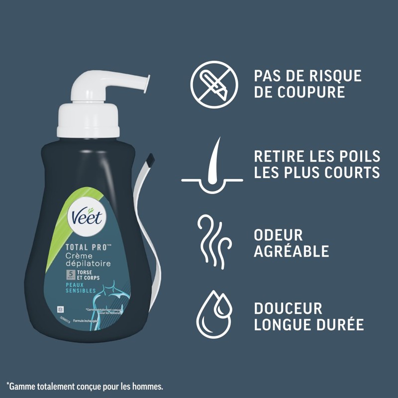 Crema de îndepărtare a părului Veet Men Total Pro™, 400 ml, flacon dozator - 14