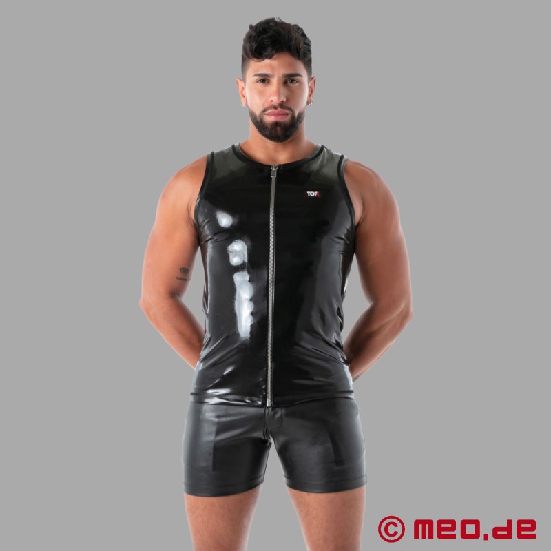 Μαύρο latex Zip Tank Top - SecondSkin™ - Latex clothing from Paris - 2