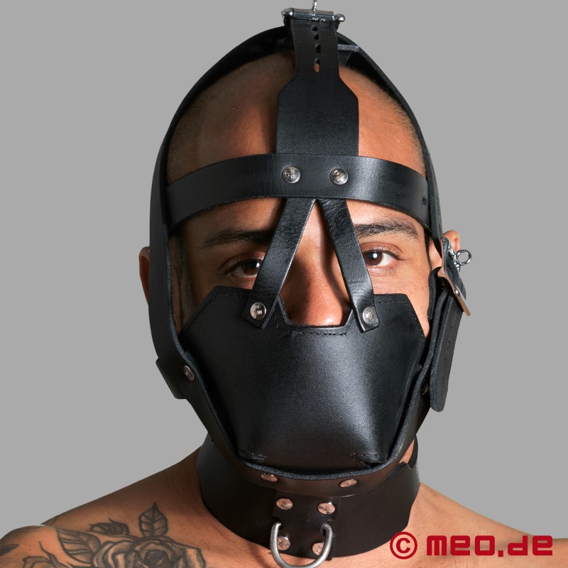 MEO® SlaveHarness™ - Uzamykateľný kožný postroj s náhubkom - 2