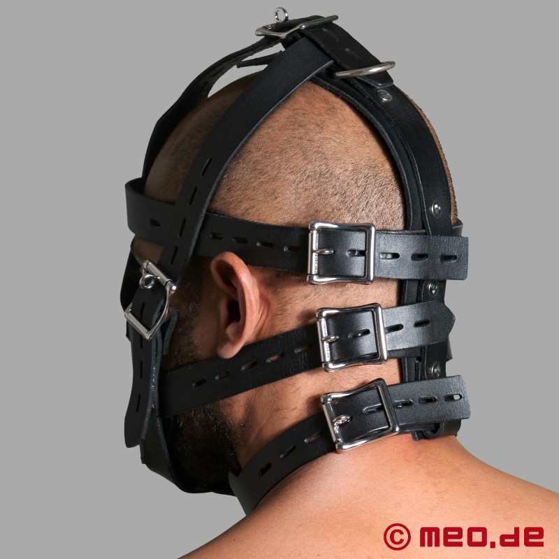 MEO® SlaveHarness™ - Harnais de tête en cuir avec muselière et fermeture - 3