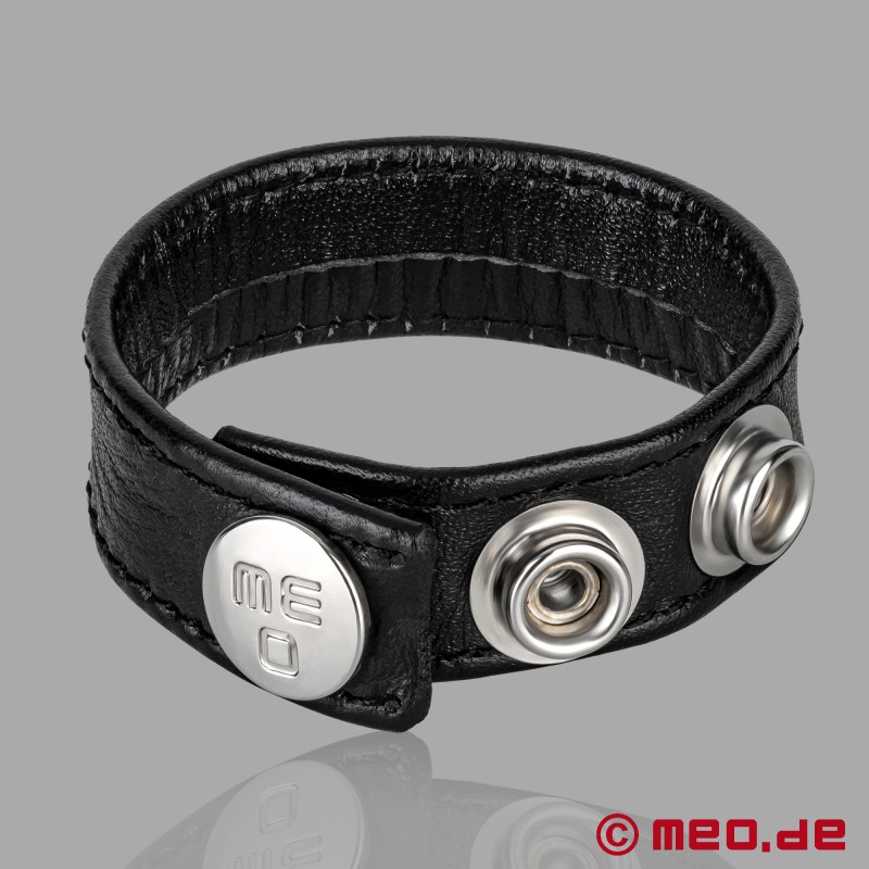 Inel reglabil pentru penis din piele - negru - HankyCode™ - 1