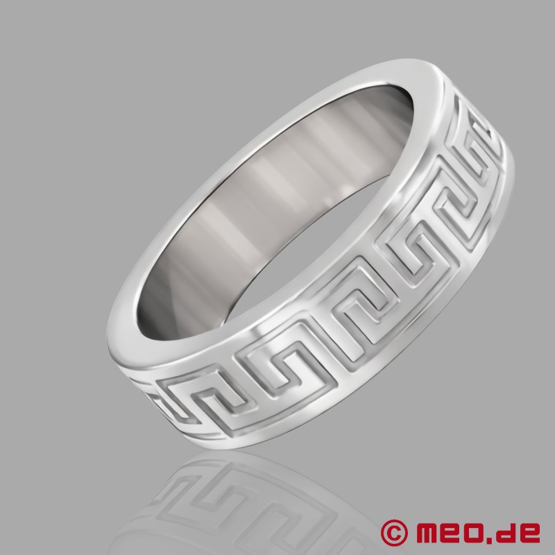 Ylellinen Cock Ring "La Greca" kuviolla - hopeanvärinen - 2