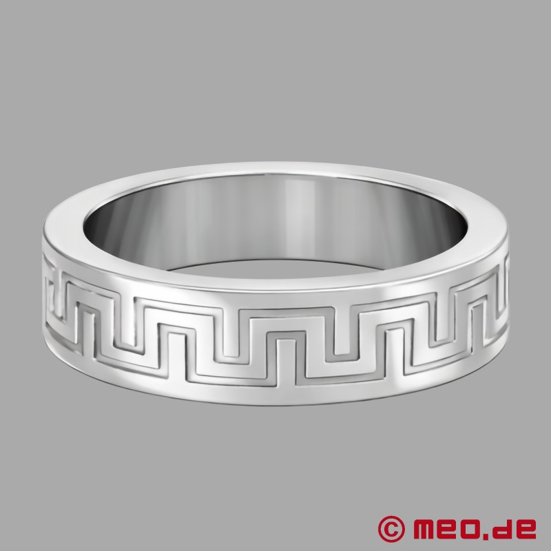 Luxus Cockring mit „La Greca“-Muster - silberfarben - 4