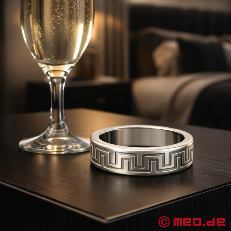 Cockring de lujo con motivo «La Greca» - color plata - 5